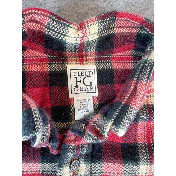 Vintage Field Gear FG Shirt Mens Large Red Black Cotton Plaid Flannel Button Up - Picture 4 of 4